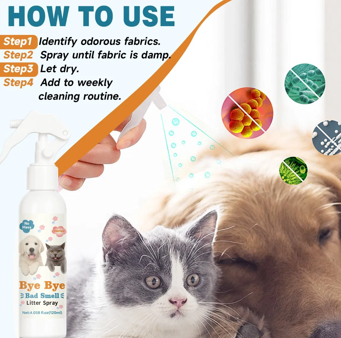 Desodorizador de Gaiola para Pequenos Animais Spray Eliminador de Odor para Animais de Estimação Limpeza Segura e Ecológica Spray Desodorante para Animais de Estimação Spray Removedor de Manchas e Odor para Animais de Estimação