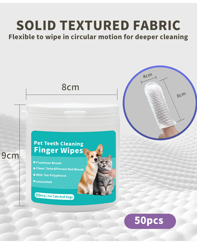 Toalhetes Umidificados para Limpeza Dental de Cães e Gatos, Removendo Tártaro