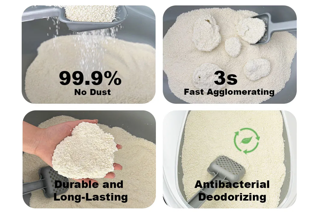 Areia para Gatos Premium Mistura de Cassava e Fibras Vegetais Rápida Absorção Agregação Controle de Odor Livre de Poeira