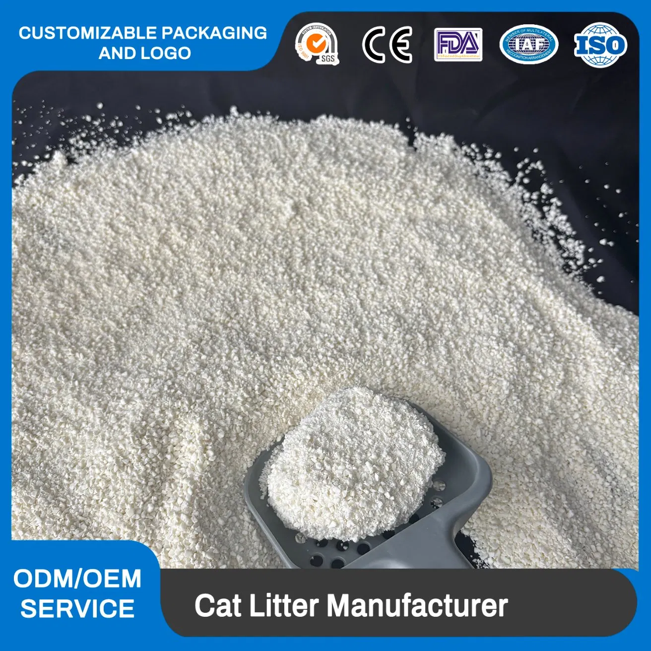 Areia para Gatos à Base de Mandioca, Agregadora, Descarga, Baixo Pó, Controle Superior de Odor, Ecológica, Biodegradável