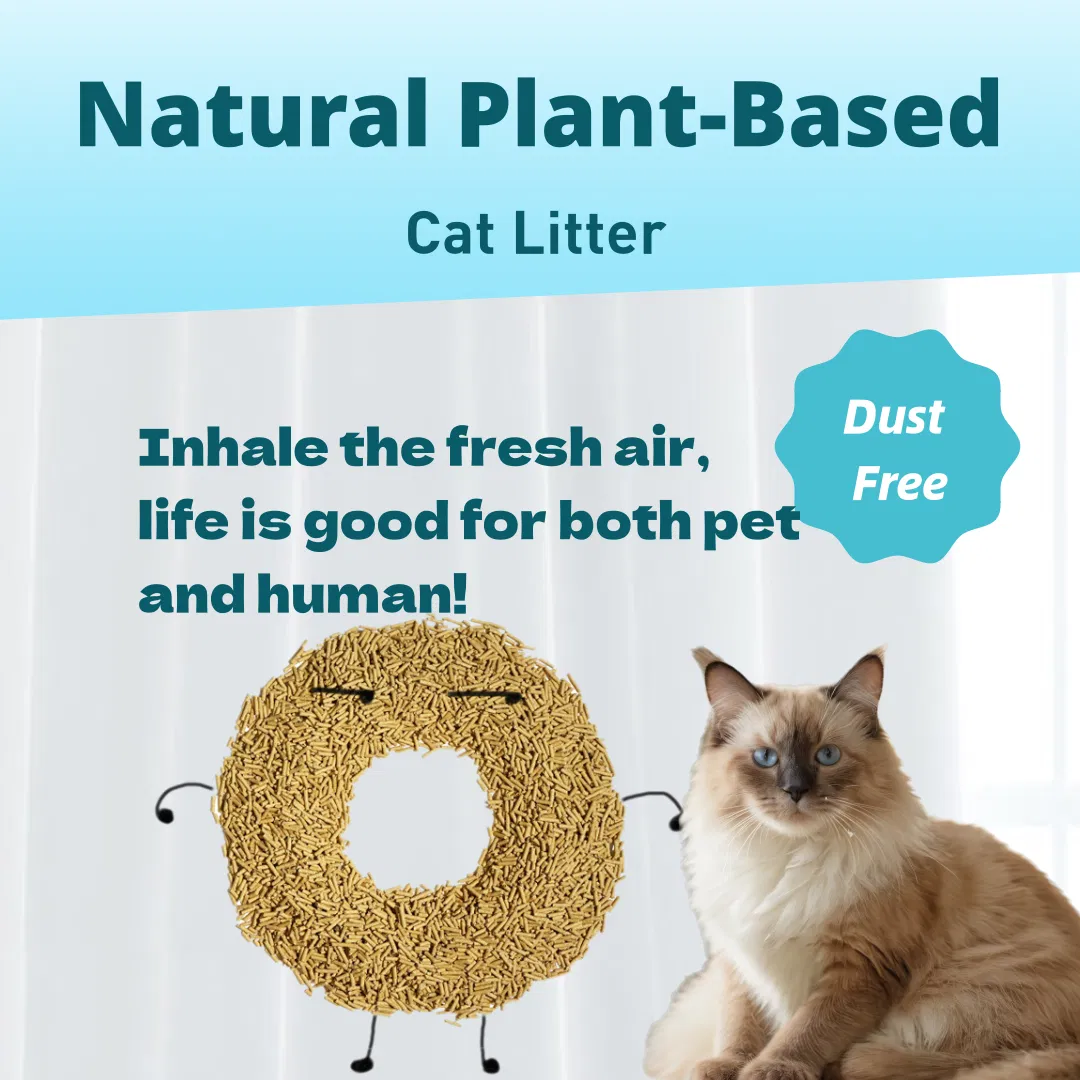 Fabricante Atacado Natural Saudável Areia para Gato à Base de Milho Absorvente de Água e Aglomerante Sem Sabor