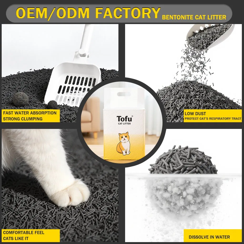Areia para Gato de Carvão de Bambu OEM/ODM, Absorvente de Odor e Antibacteriana, Areia para Gatinhos, Descontos em Compras em Grande Escala, Adequada para Caixas de Areia