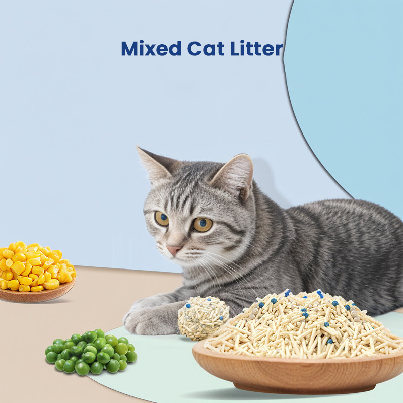 Fornecedor de areia para gatos mistos econômica, fácil de aglomerar, areia para gatos biodegradável, embalagem OEM para varejistas de animais de estimação