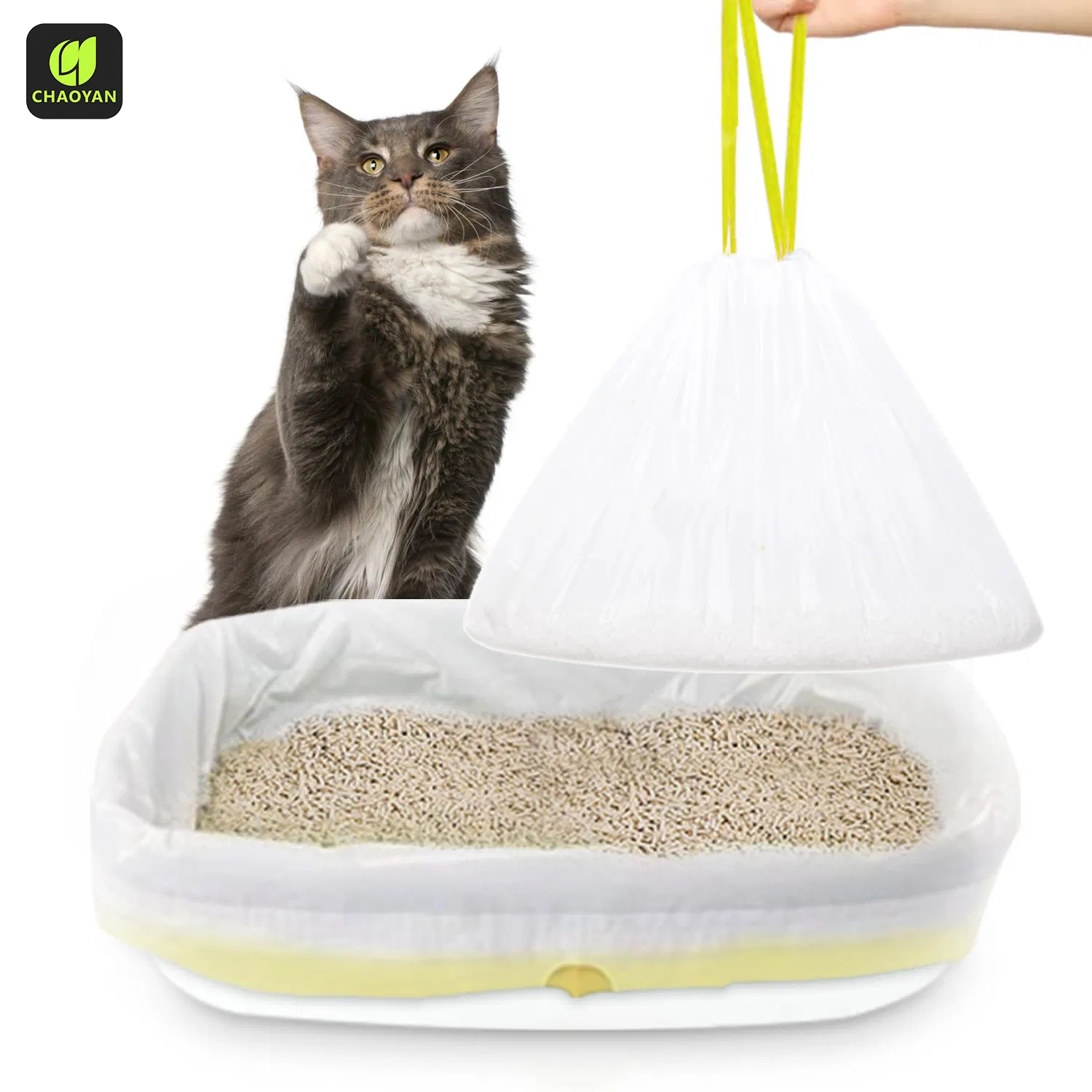 Atacado de Fábrica 60 PCS Um Rolo de Forros para Caixa de Areia de Gato Extra Grande Sacos de Lixo Pesados com Cordão Suprimentos da Marca Amazon OEM ODM