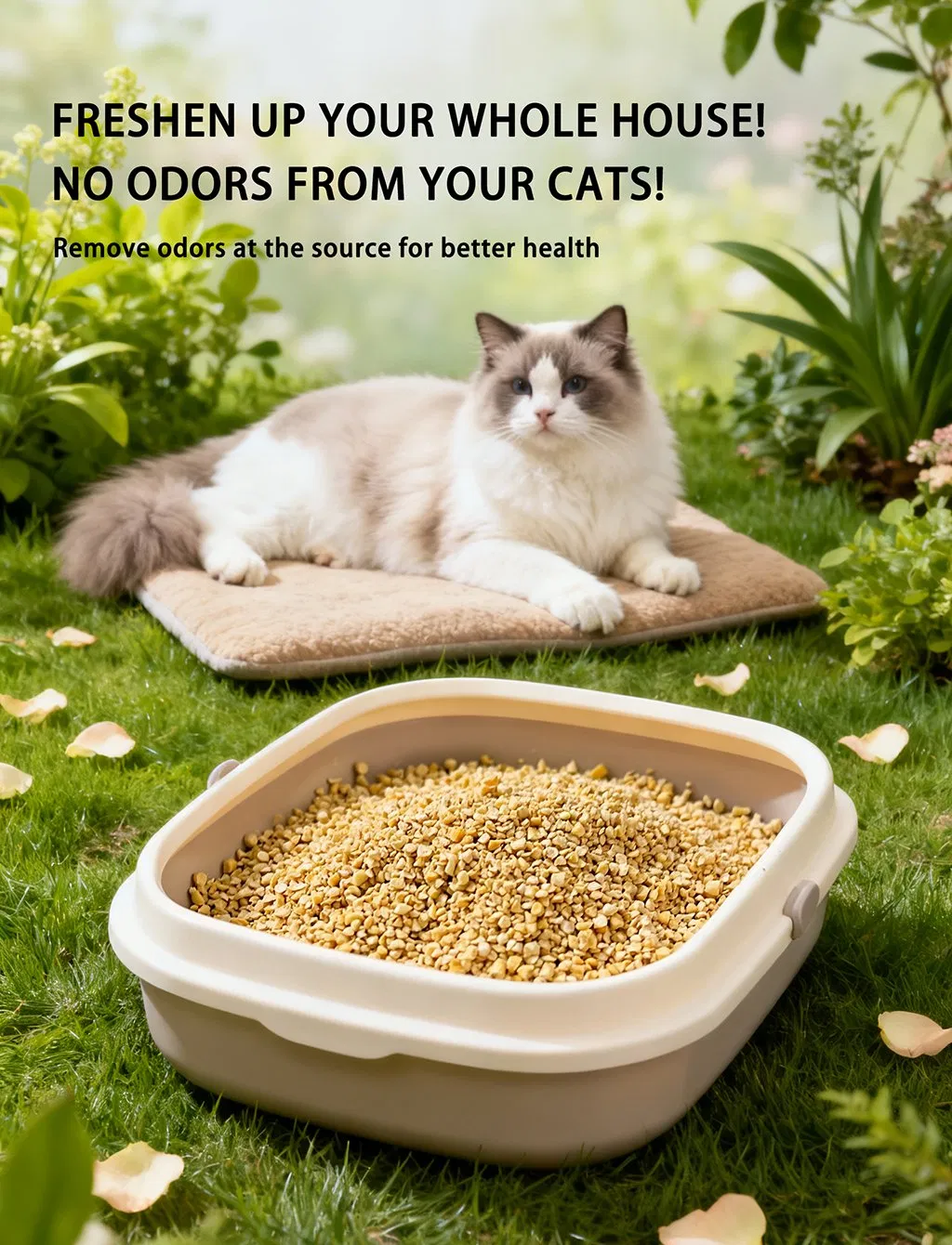 Fábrica OEM Atacado Areia para Gato Biodegradável e Desodorizante Sem Poeira Feita de Ingredientes 100% Naturais