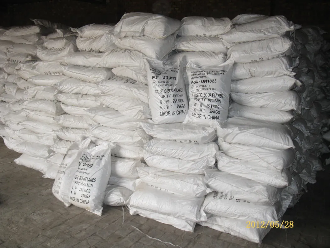 Melhores 99% Preços de Soda Cáustica Flocos/Pérolas para Fabricação de Sabão e Detergente