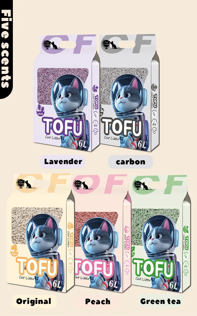 Melhor Vendedor Areia para Gato Natural de Tofu Feita de Amido de Milho, Amido de Soja, Amido de Mandioca e Fibra de Ervilha para Gatos