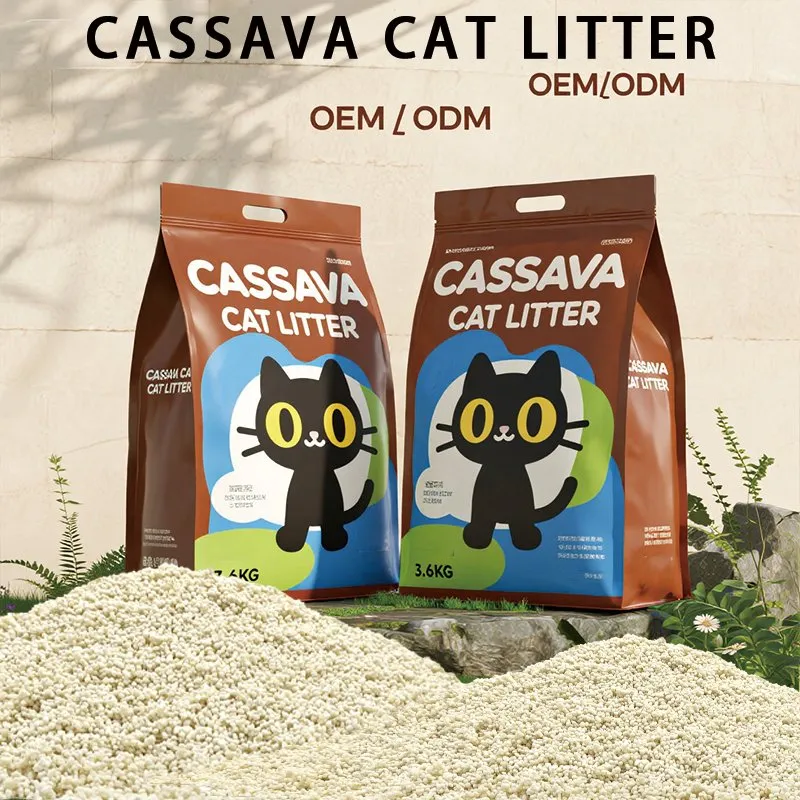 Suprimentos para animais de estimação OEM/ODM Areia para gatinhos à base de mandioca Materiais brutos saudáveis e ecológicos para areia de gato