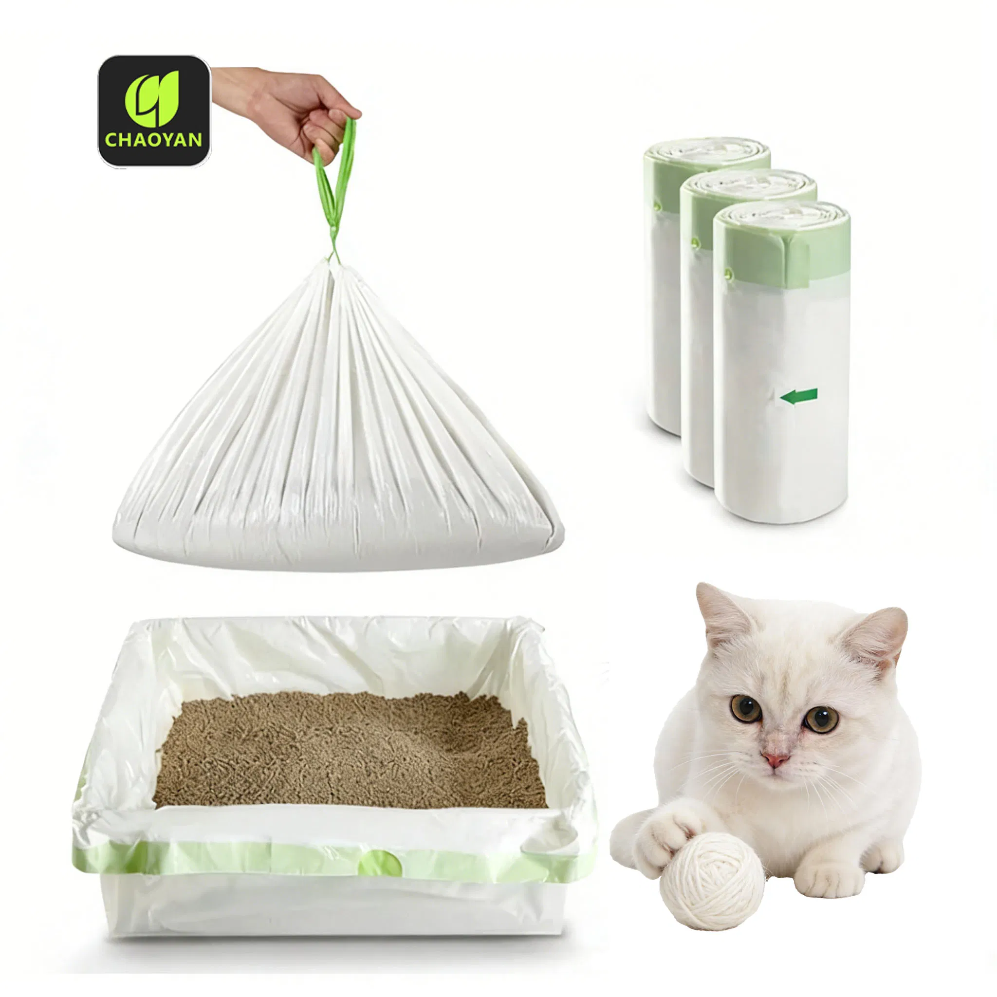 Custo Atacadista Eficiente à Prova de Vazamentos Higiénico e Seguro Durável Sacos de Descarte de Fezes de Animais de Estimação Lixo para Areia de Gato Forros