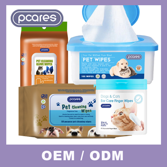 Linhas de Produção de Toalhetes Úmidos Personalizados de Fábrica Luvas de Limpeza para Animais de Estimação com Água Limpa para Corpo Inteiro