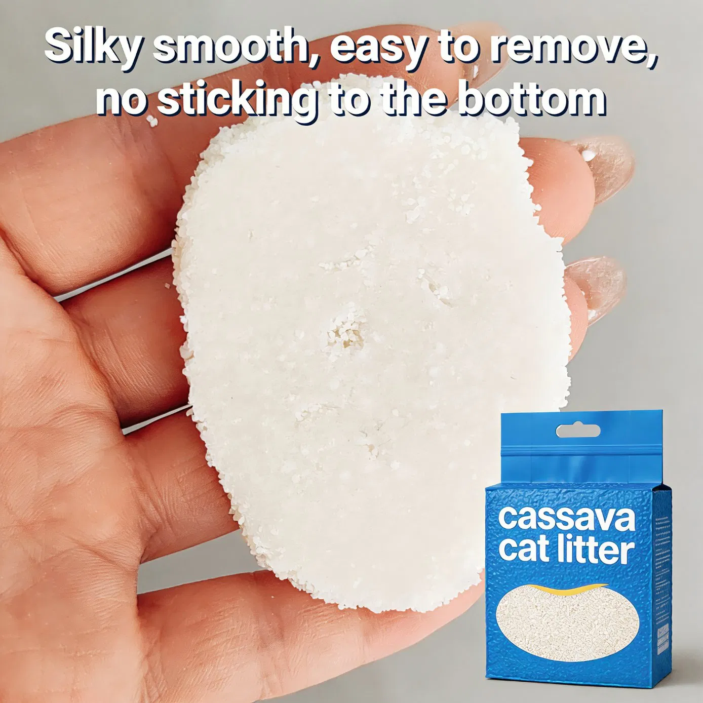 Produtos para Animais de Estimação Fábrica de Areia para Gatos Fornecimento Direto 0.5-3.5mm Fundo Antiaderente Sem Poeira Melhor Agregador Auto Limpeza Natural de Planta Mandioca Areia para Gato com Desodorante