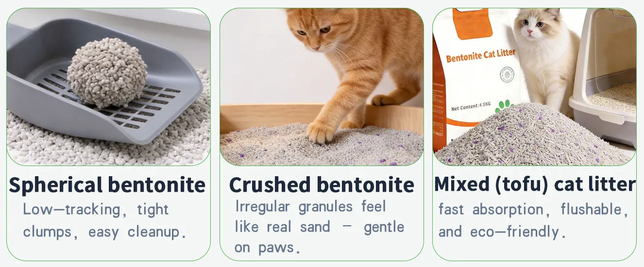 Variedade de misturas de bentonite e tofu