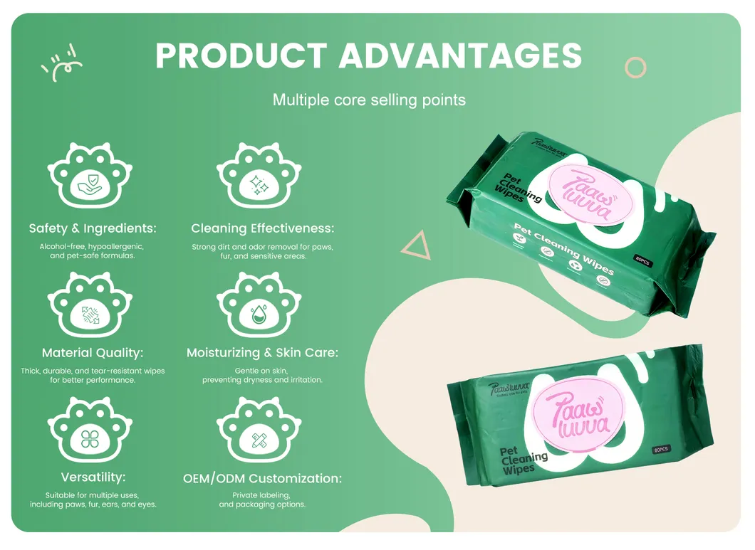 Toalhetes Úmidos Biodegradáveis Multipropósito para Limpeza e Higiene de Cães e Gatos em Ambientes Internos