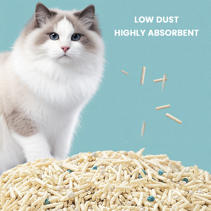 Areia para gatos de alta conforto, mistura de bentonita e tofu, com aglomeração rápida e mínima poeira para higiene ideal