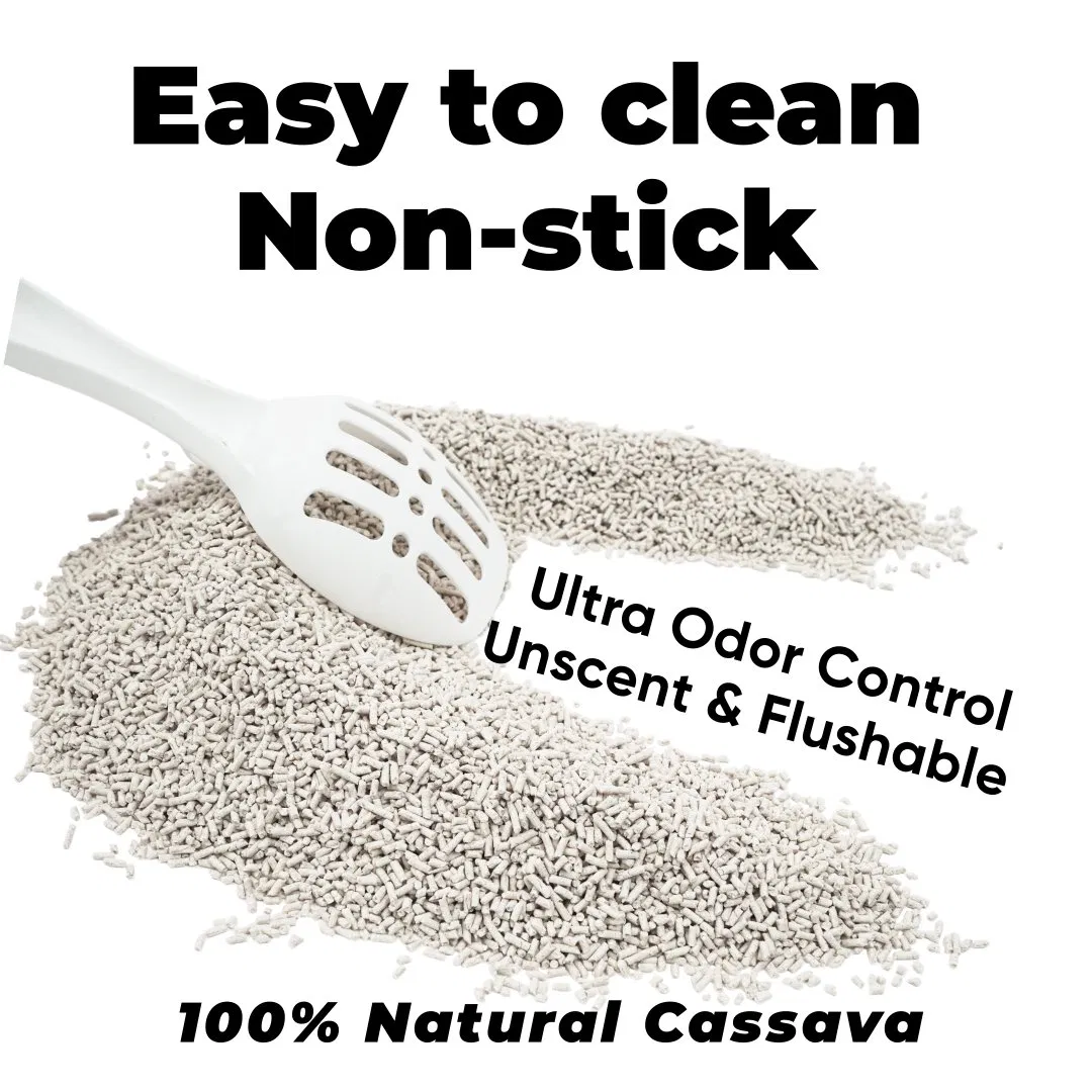Areia para Gato Natural à Base de Cassava e Bambu com Melhor Controle de Odor, Baixo Consumo, Baixo Desperdício e Agregação Rápida