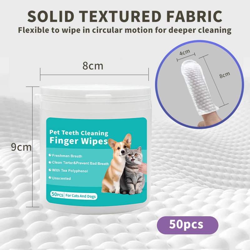 Toalhetes Umidificados para Limpeza Dental de Cães e Gatos, Removendo Tártaro