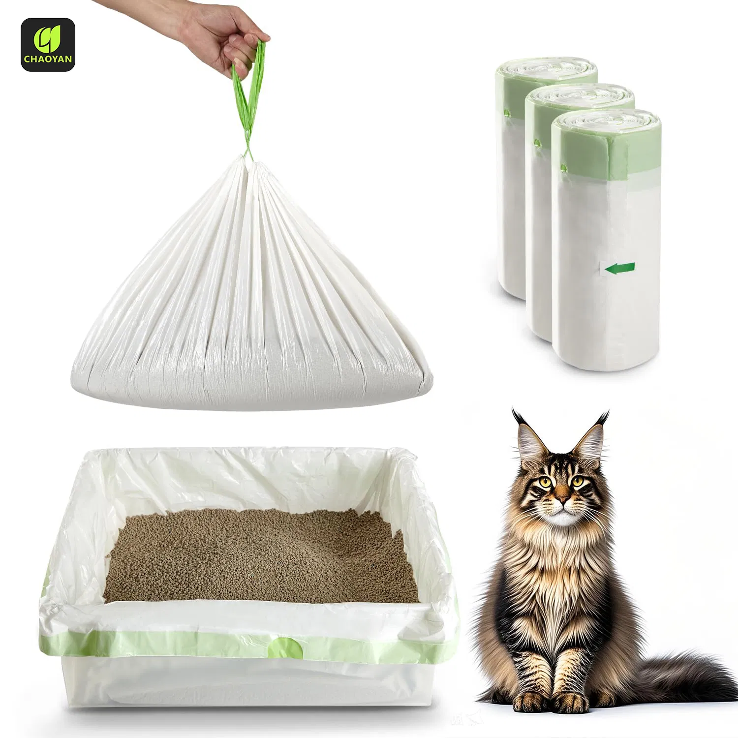 Sacos de Descarte para Lixo de Gato à Venda por Atacado, Eficientes em Custo, Compatíveis com Forros de Caixa de Areia Automática, Sacos Pesados e Extra Grossos 3-10 Galão