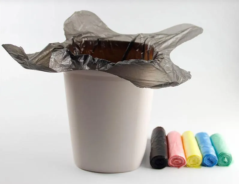 Venda Quente Alta Qualidade Sacos de Lixo Plásticos Descartáveis Biodegradáveis com Alça em Forma de Laço e Alça em S para Lixeira em Rolo