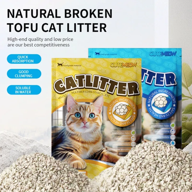 Areia para gatos de tofu à base de plantas, sem pó e premium, para venda por atacado