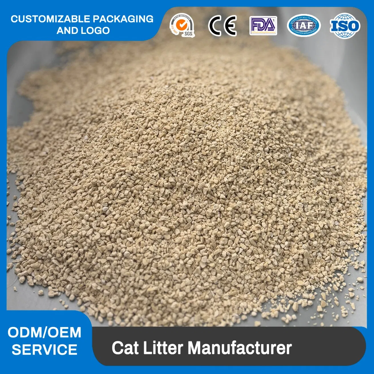 Areia para gatos biodegradável à base de mandioca, de alta qualidade, livre de poeira e fácil de limpar, areia para gatos ecológica de milho e mandioca