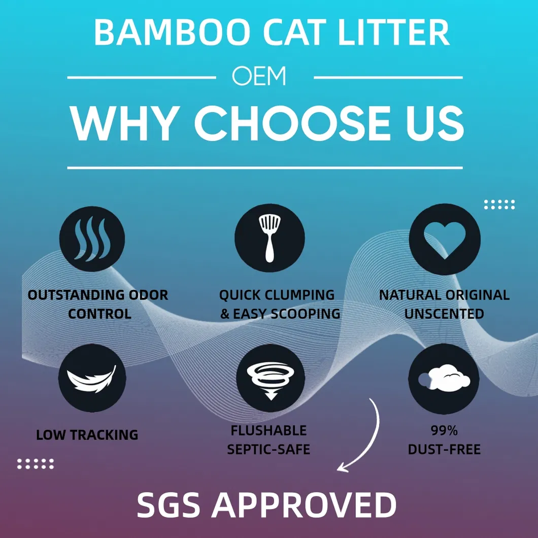 Areia para Gato Biodegradável e Flushável Feita de Bambu Natural para Animais de Estimação