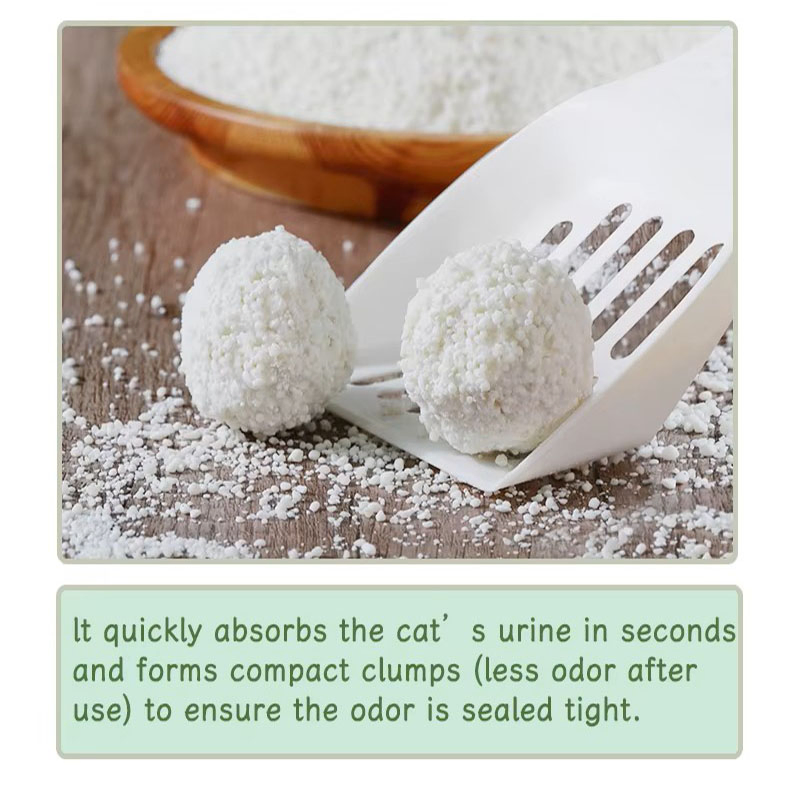 Areia para gatos clumping feita de amido de tapioca natural, ecológica e flushable