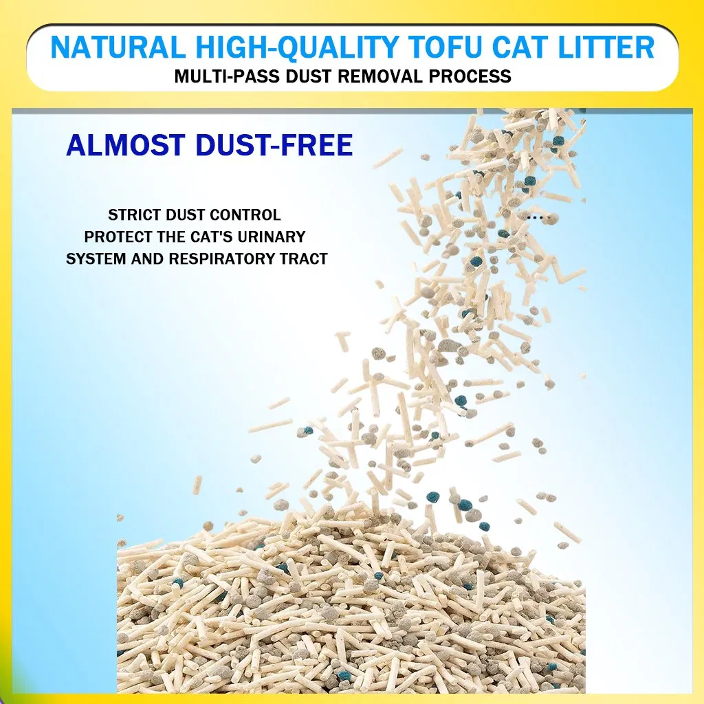 Areia para Gato Perfumada Areia para Gato de Baixo Rastreamento Areia para Gato Premium Pequenas Agregações Alta Taxa de Absorção de Água Areia para Gato Mistura de Tofu e Bentonita