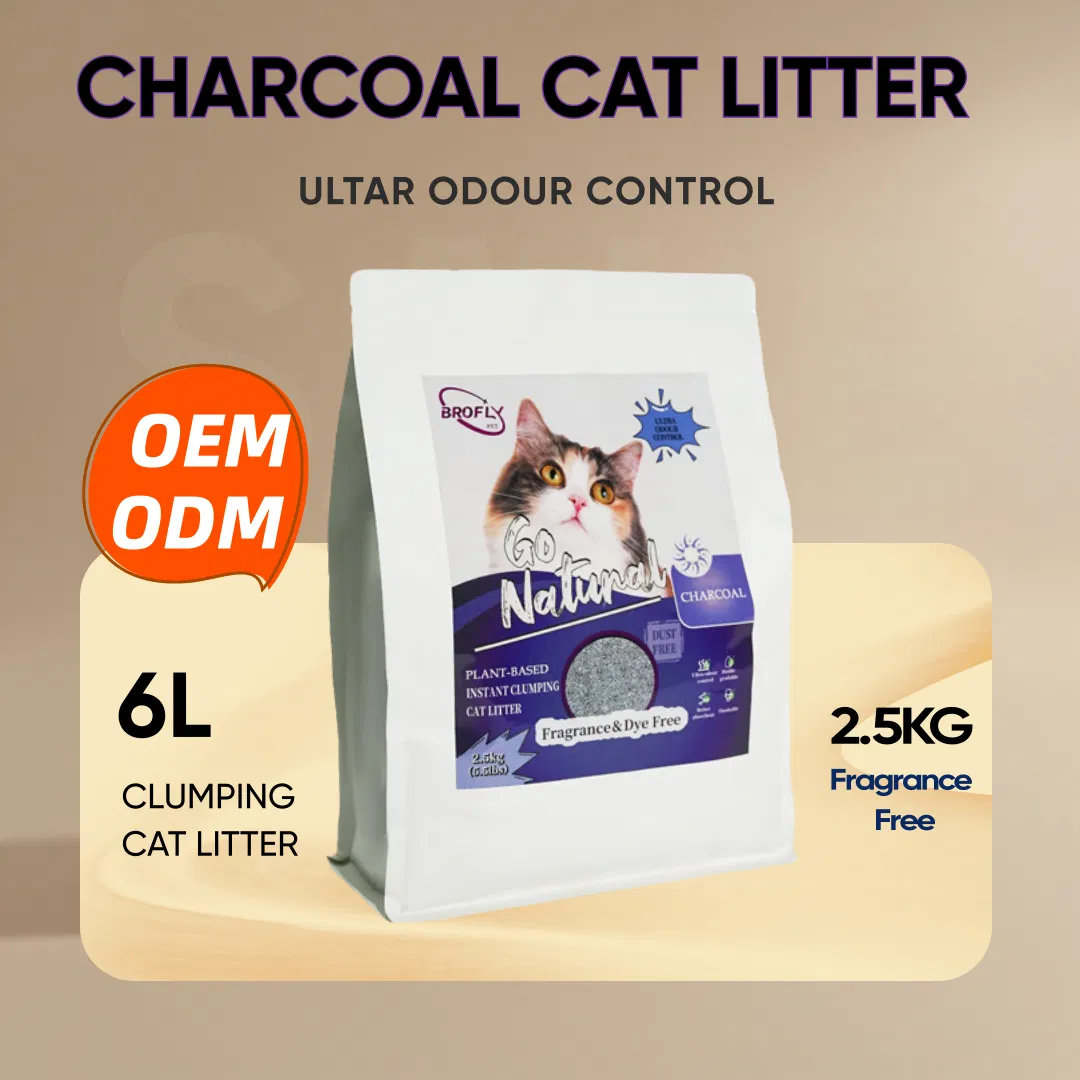 Areia para gatos de carvão de bambu ecológica para controle de odor definitivo