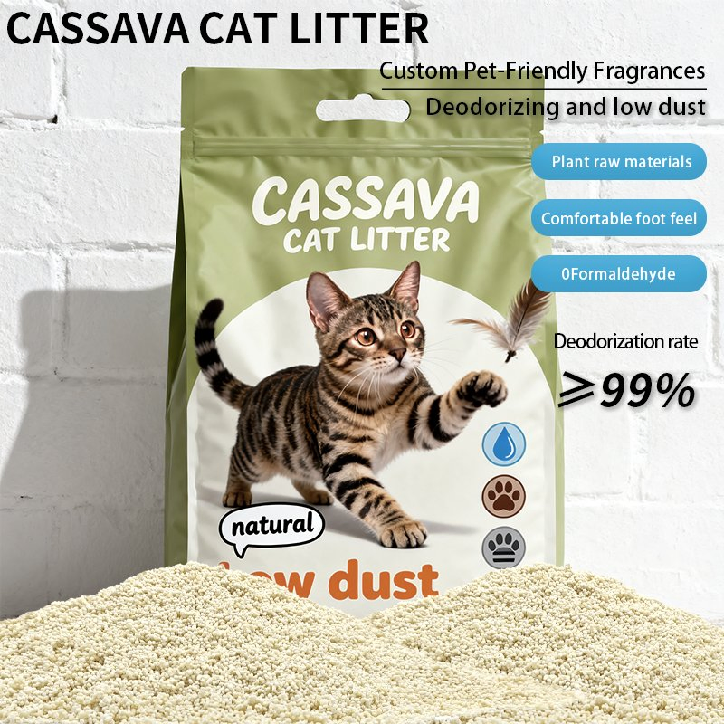 OEM Smart 100% Areia para Gato à Base de Plantas com Controle de Odor Forte, Formação de Grumos e Livre de Poeira, Biodegradável de Mandioca para Todos os Gatos