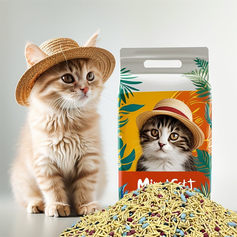 Areia de Gato Biodegradável de Tofu Misturado - Produto Ecológico para Animais de Estimação Sem Poeira com Poder de Agregação Superior
