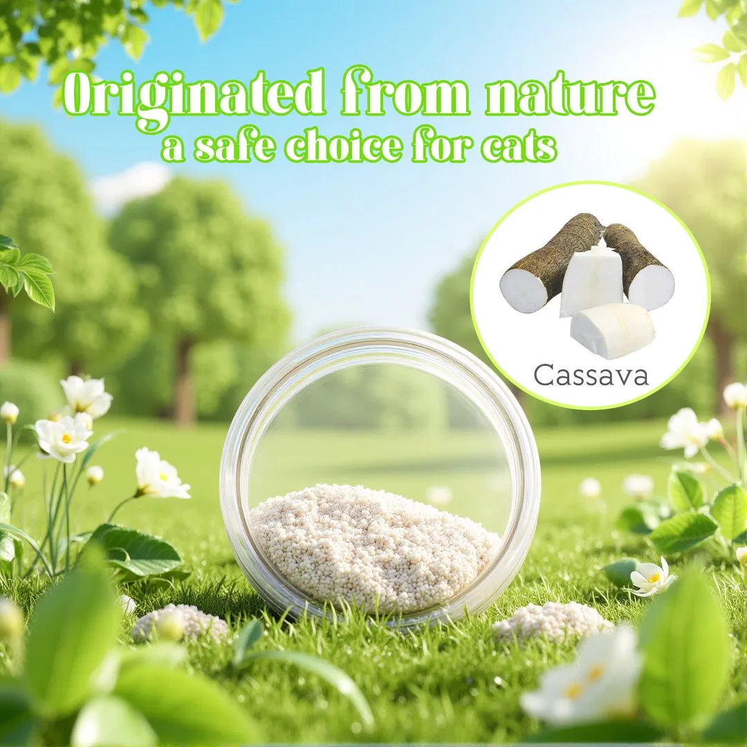 Produção de Areia para Gato à Base de Mandioca Premium Serviços Personalizados OEM/ODM para Produtos de Areia para Gato Desodorante para Areia para Gato Produtos de Rápida Absorção de Água
