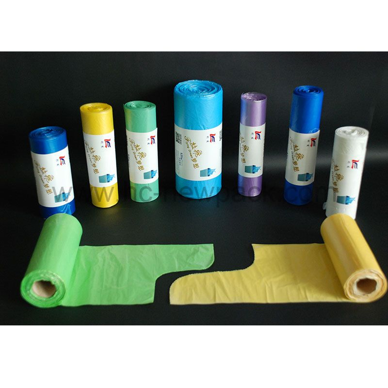 Venda Quente Alta Qualidade Sacos de Lixo Plásticos Descartáveis Biodegradáveis com Alça em Forma de Laço e Alça em S para Lixeira em Rolo