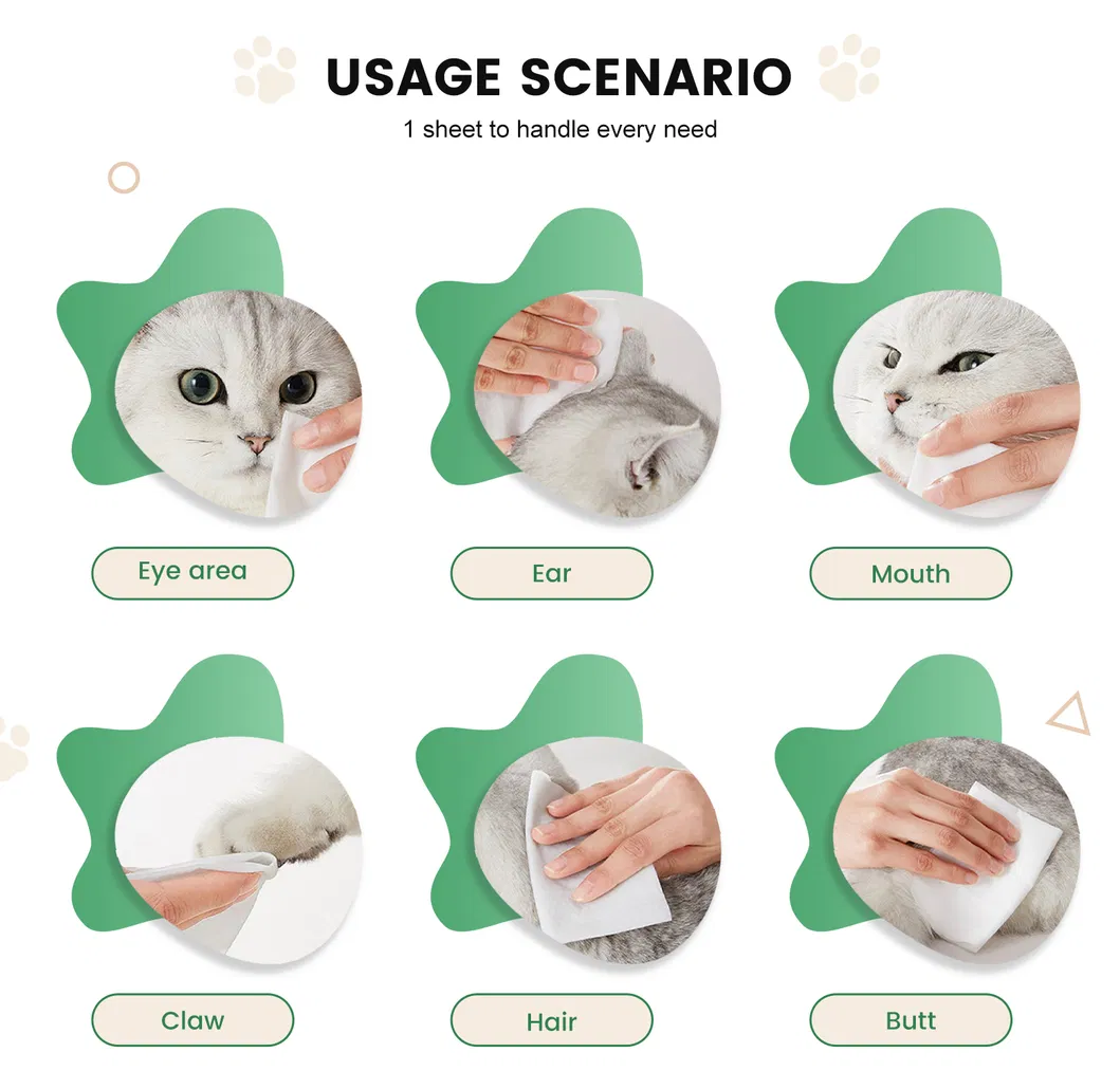 Toalhetes Úmidos Biodegradáveis Multipropósito para Limpeza e Higiene de Cães e Gatos em Ambientes Internos