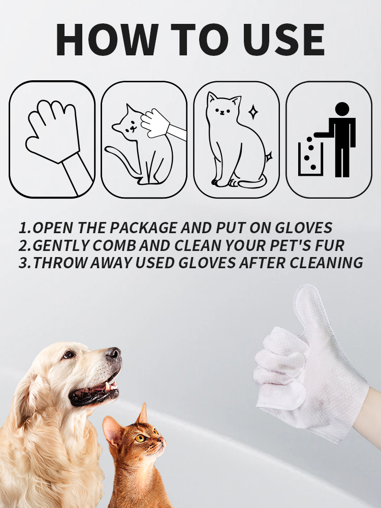 Toalhetes de Limpeza Dental de Alta Qualidade para Animais de Estimação Cuidado Oral para Cães Limpador de Dentes para Gatos Toalhetes Úmidos para os Dedos 6-Piece Caixa