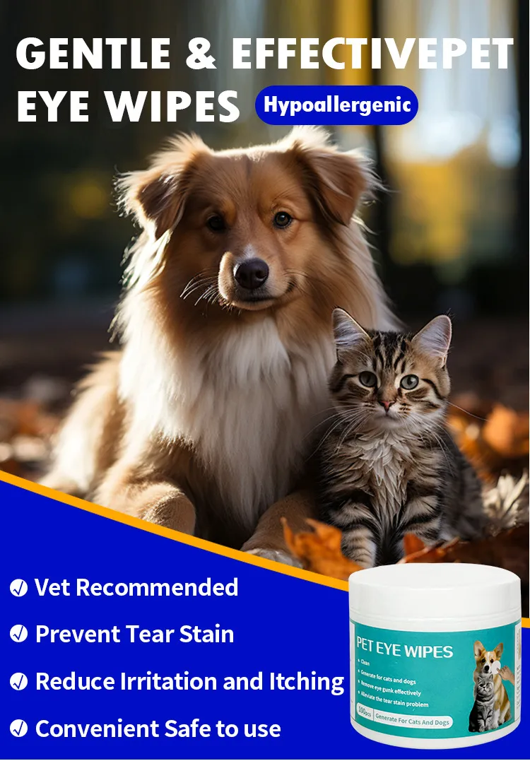 Toalhetes de Limpeza para Olhos de Animais de Estimação para Gatos, Limpe os Olhos para Remover Manchas de Lágrimas