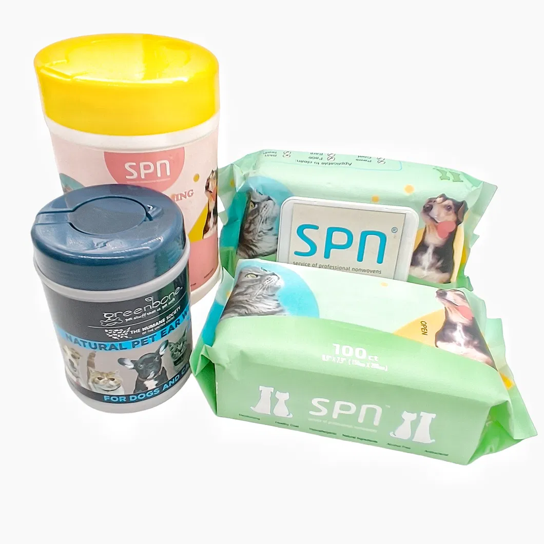 Toalhetes para Animais de Estimação Não Tecidos Gentis Limpeza Rápida Toalhetes Úmidos Uso Doméstico e Comercial OEM Toalhetes Úmidos para Cães e Gatos Limpeza do Rosto, Corpo, Lábios e Boca dos Animais de Estimação