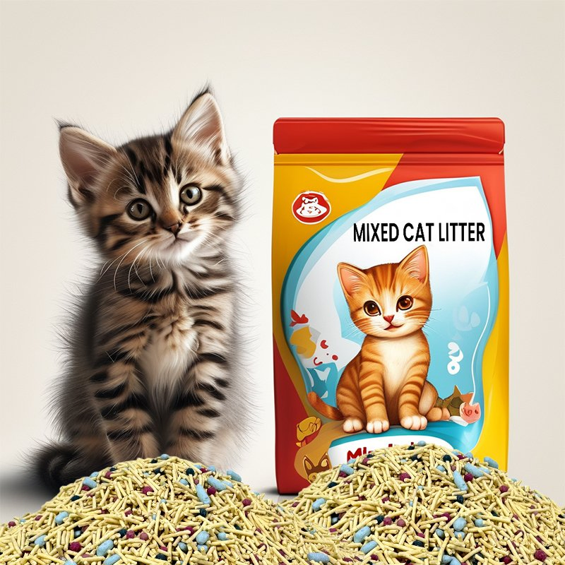 Controle de odor de longa duração de alta qualidade, aglomeração superior, baixo pó, areia para gatos misturada