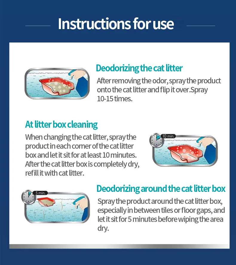 Produtos de Cuidado para Animais de Estimação OEM Limpador de Caixa de Areia e Eliminador de Odor Spray Espuma Limpador de Caixa de Areia para Gatos