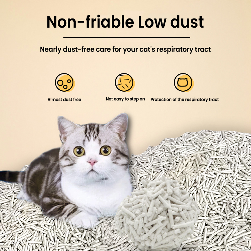 Produto para animais de estimação, areia para gatos aglomerante, livre de poeira, ambientalmente amigável, com carvão de bambu, areia para gatos flushable, fabricado na China, suprimento para animais de estimação, areia de tofu para gatos