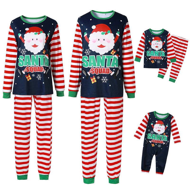 Conjunto de pijamas navideños familiares al por mayor Santa para padres e hijos, pijama de manga larga, ropa de dormir familiar