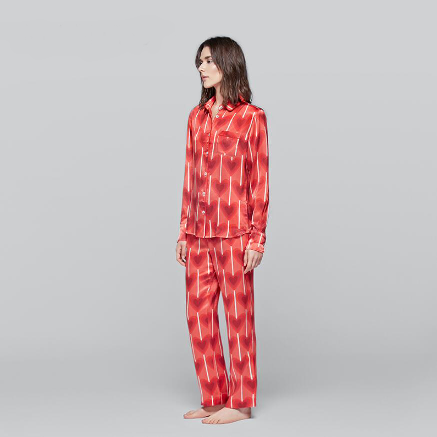 Vestido de noche de seda de lujo personalizado con logo de manga larga sexy para mujeres 100% pijamas de seda de morera