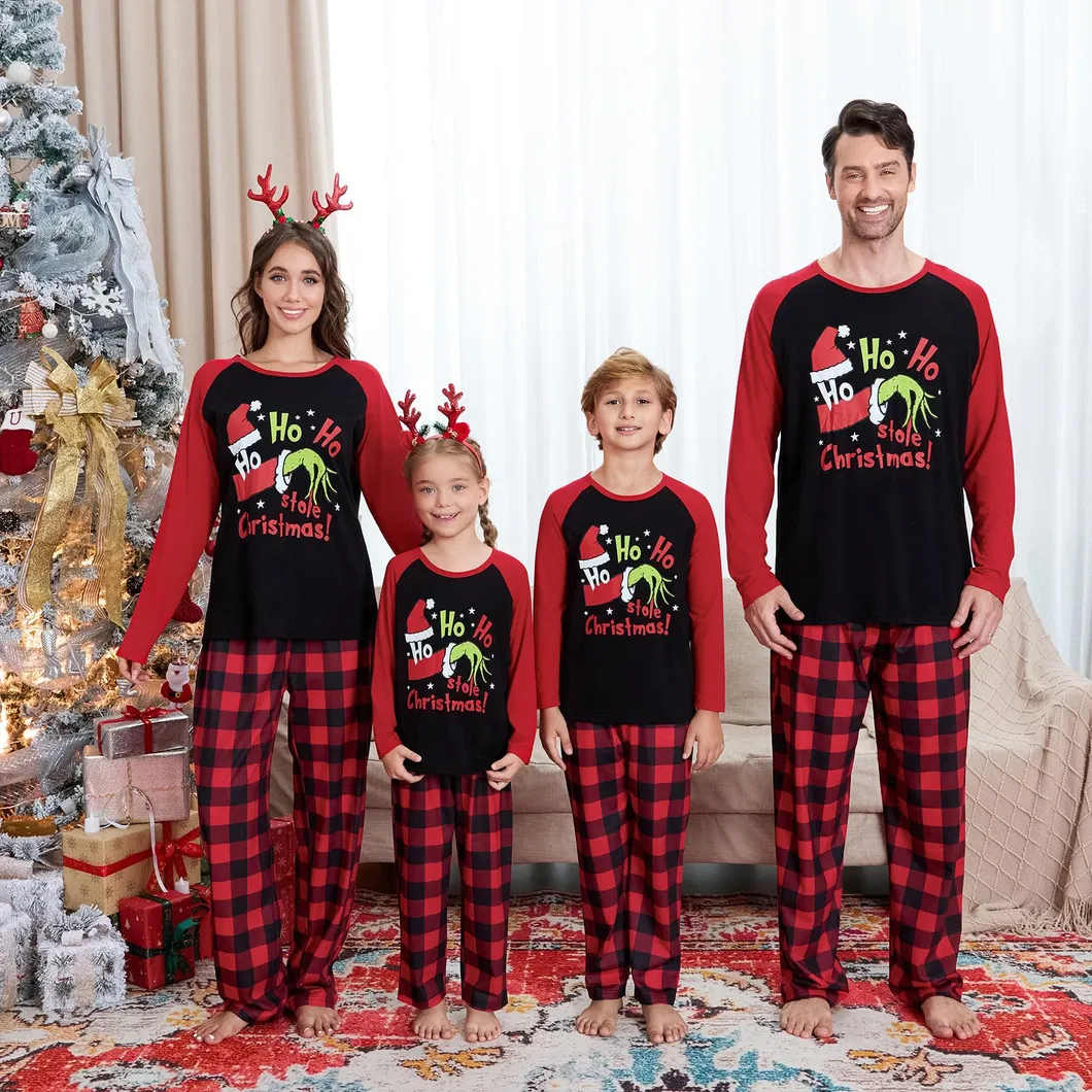 Conjunto de pijamas familiares con patrón de árbol de Navidad, ropa de dormir cálida para el invierno