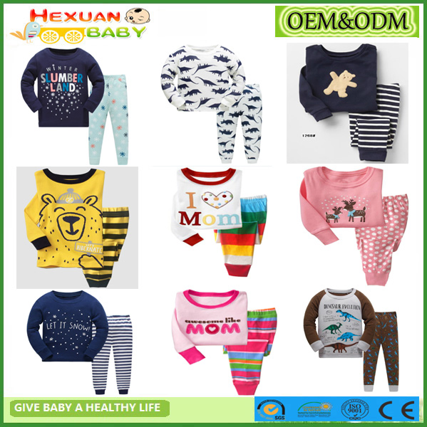 2-7y, Pijamas para Niños 100% Ropa de Algodón Orgánico para Bebés Pijamas al por mayor Ropa de Dormir para Niños