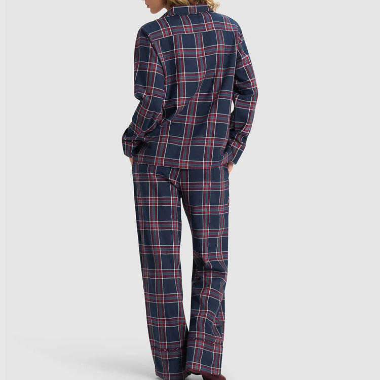 Conjunto de pijama de manga larga, pijamas de dos piezas de algodón de bambú, pijamas de mujer orgánicos a rayas, conjunto de ropa casual para mujer personalizado