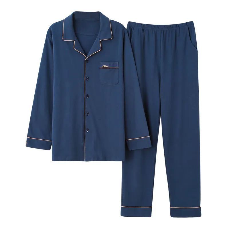 2023 Nuevo estilo de cárdigan de algodón de manga larga, conjunto de pijama de algodón de solapa, ropa de casa suave y cómoda para mujeres