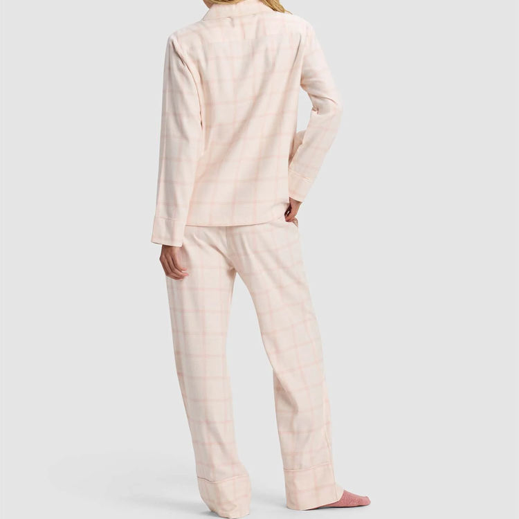 Conjunto de pijama de manga larga, pijamas de dos piezas de algodón de bambú, pijamas de mujer orgánicos a rayas, conjunto de ropa casual para mujer personalizado