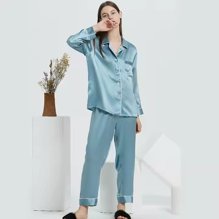 Proveedores Mayoristas de Ropa de Dormir Seda Noche Pesada Seda 19 Ropa de Casa