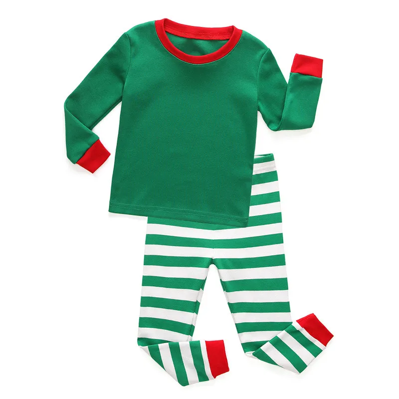 Ropa de dormir de algodón de alta calidad de manga larga a rayas para hombres, mujeres, niños y familias, atuendos casuales para fiestas navideñas