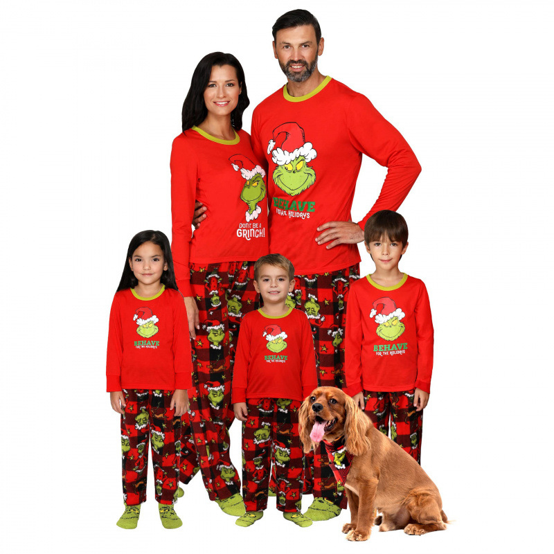 Conjunto de pijamas familiares con patrón de árbol de Navidad, ropa de dormir cálida para el invierno