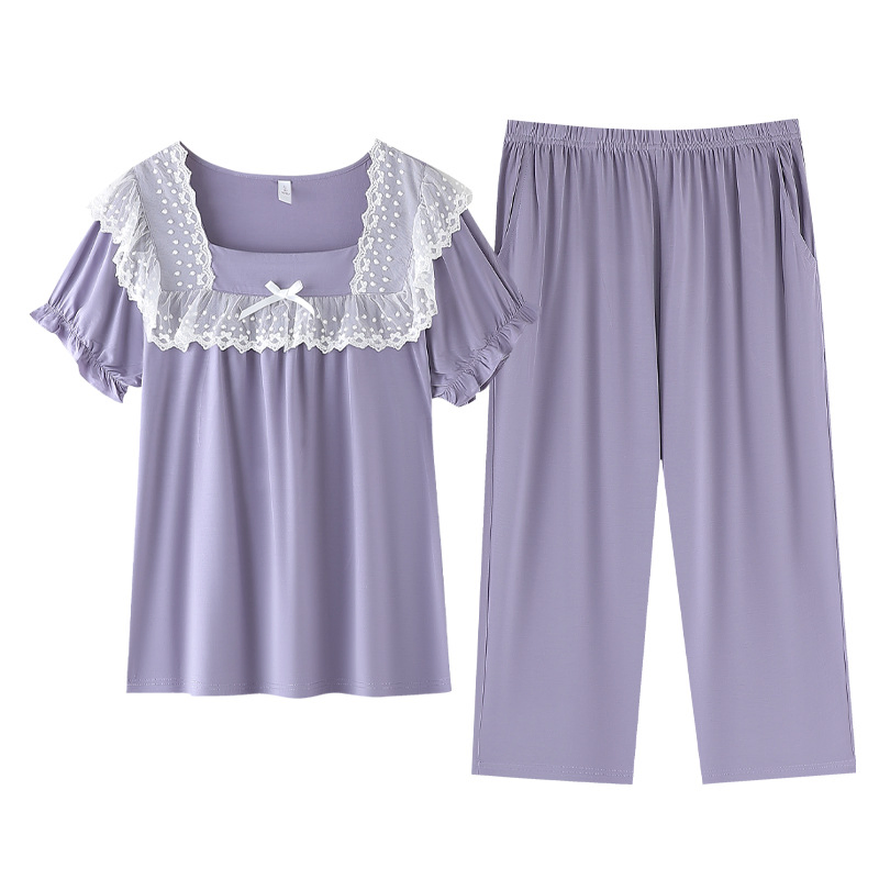Conjunto de pijama de verano para mujeres de manga corta de modal delgado y suave 2026
